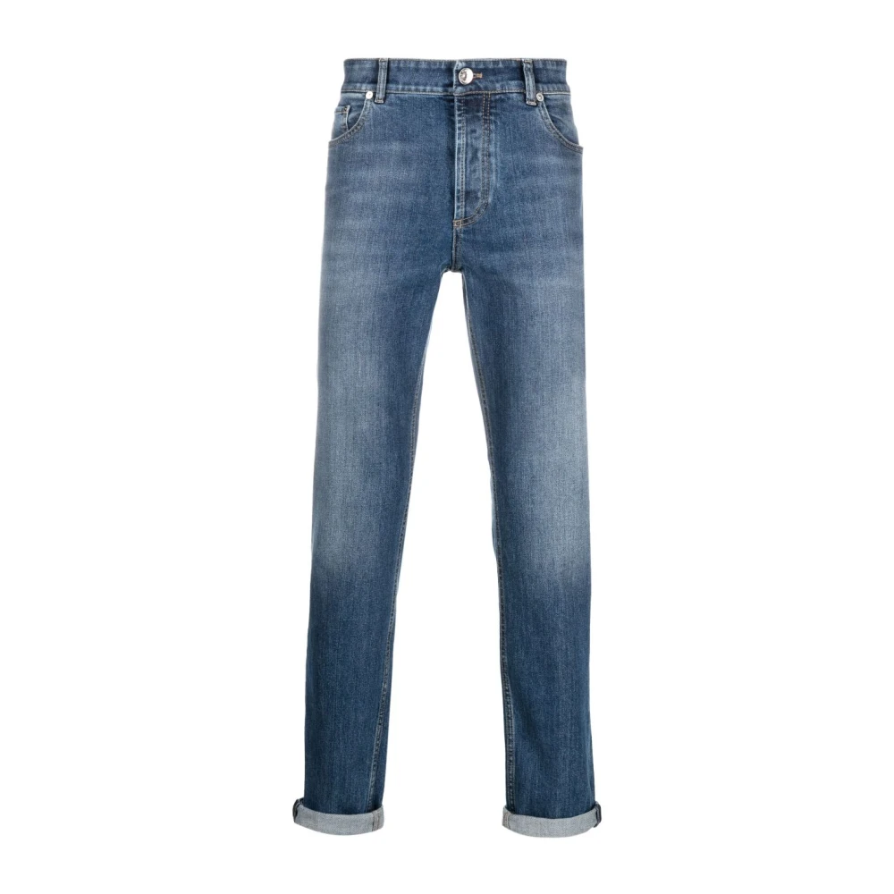 BRUNELLO CUCINELLI Mid-Rise Katoenen Denim Jeans Blue Heren