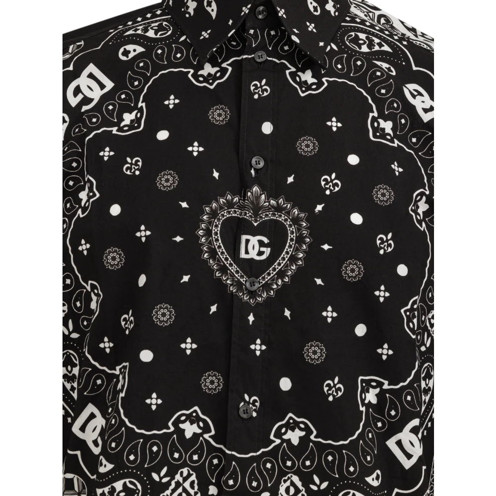 Dolce & Gabbana Logo Print Overhemd Black Heren