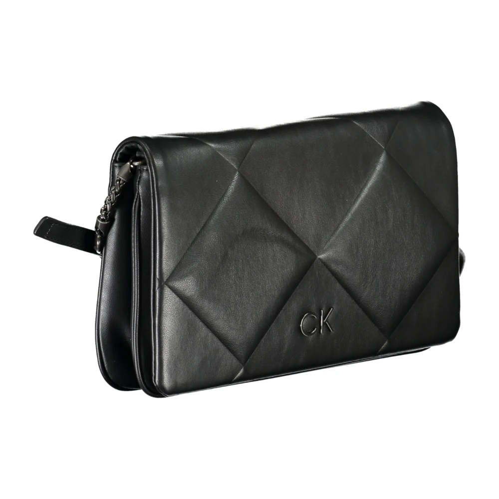 Calvin Klein Zwarte Schoudertas met Clip Sluiting Black Dames