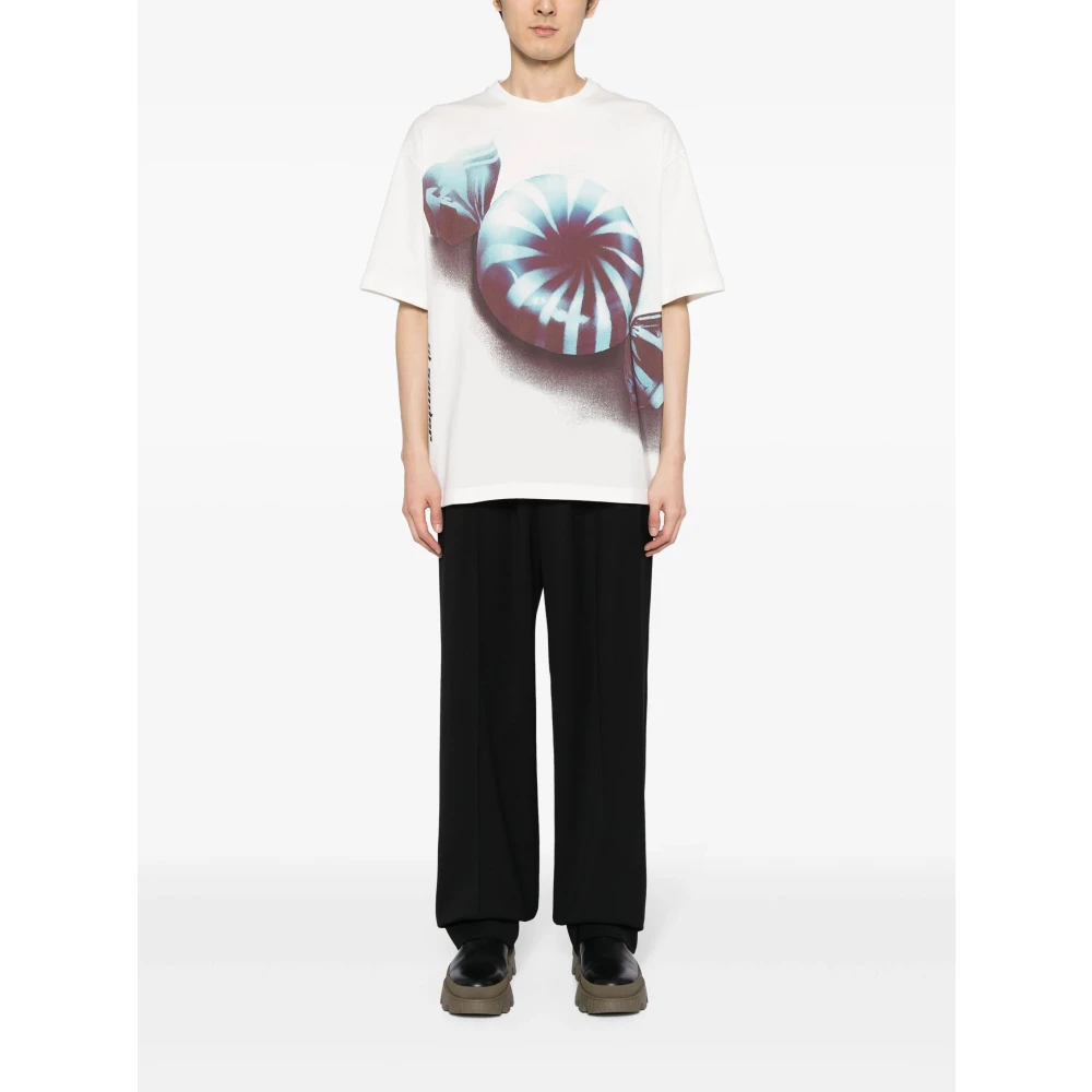 Jil Sander Grafische Print Katoenen T-shirt White Heren