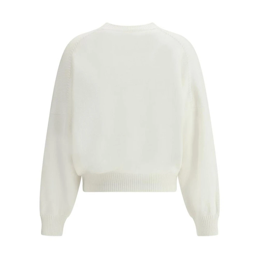 Khaite Monochrome Cashmere Crew Neck Sweater White Dames
