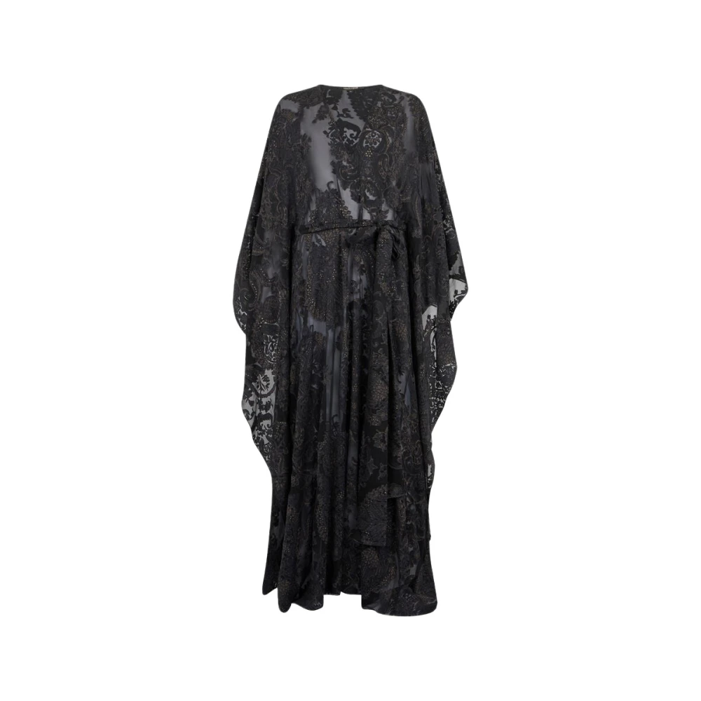 Roberto Cavalli Black Gowns, Female, M, Sheer Silk Kaftan