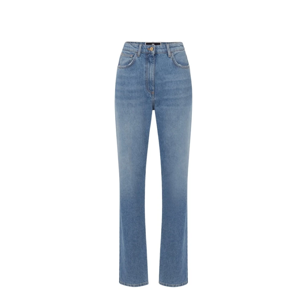 Elisabetta Franchi Rechte jeans met borduursel Blue Dames