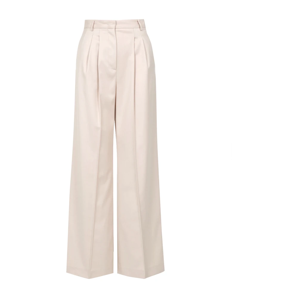 Simona Corsellini Crème Wijde Broek met Hoge Taille Beige Dames