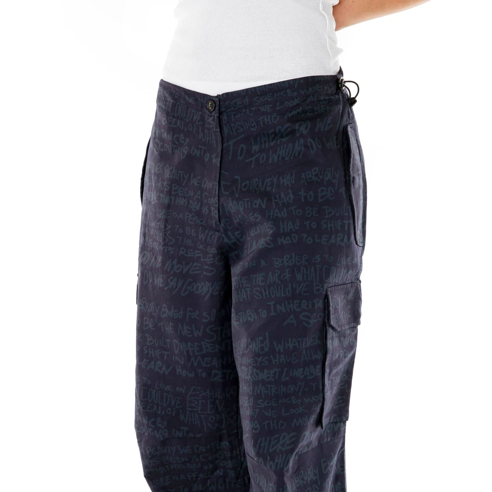 Daily Paper Gedrukte parachutebroek met verstelbare taille Blue Dames