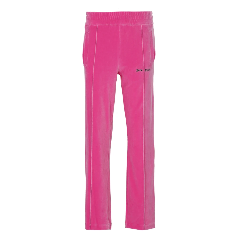 Palm Angels Fuchsia Velvet Sweatpants met Geborduurd Logo Pink Heren