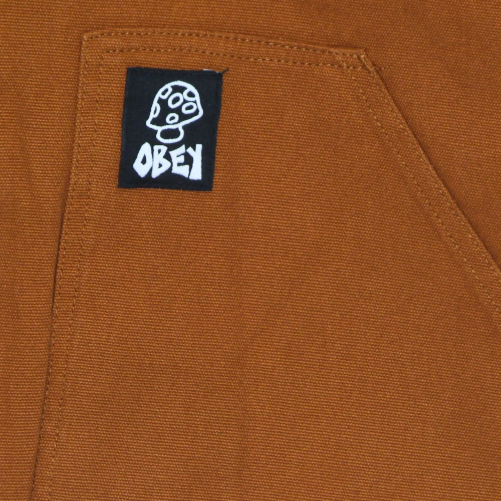 Obey Capuchon Katoenen Canvas Jas Ginger Orange Heren