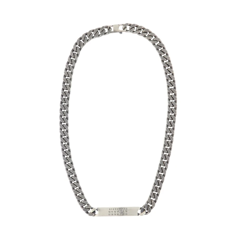 Mm6 Maison Margiela Women's Gray Necklaces, One Size, Minimal Logo Necklace - Metal - Silver
