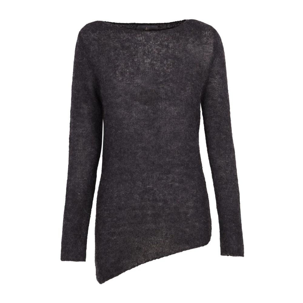 Cortana Asymmetrische Alpaca Merino Zijde Trui Black Dames