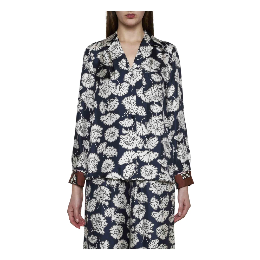 Max Mara Weekend Dahlia Print Zijden Overhemd Multicolor Dames