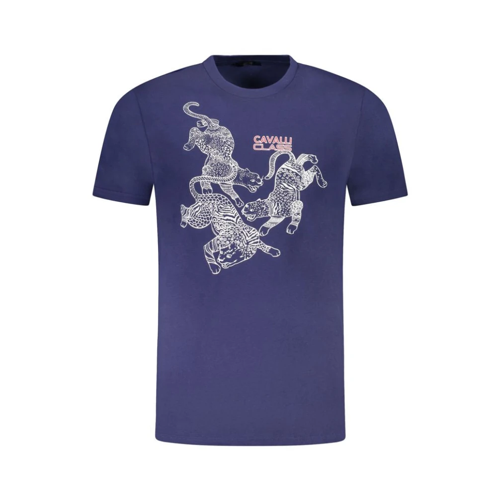 Cavalli Class Blu Cotton Men T-Shirt - M - Image 2