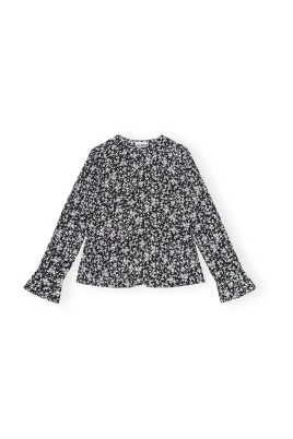 Tryckt Crepe O-Neck Blus