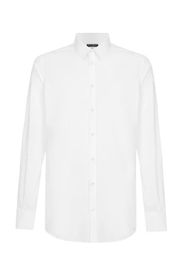 Vit Slim Fit Långärmad Skjorta