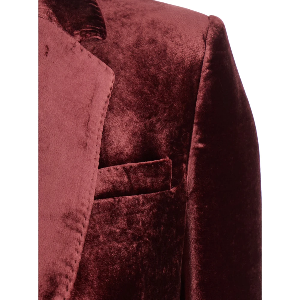 ETRO Bordeaux Velvet Blazer Jas Red Dames