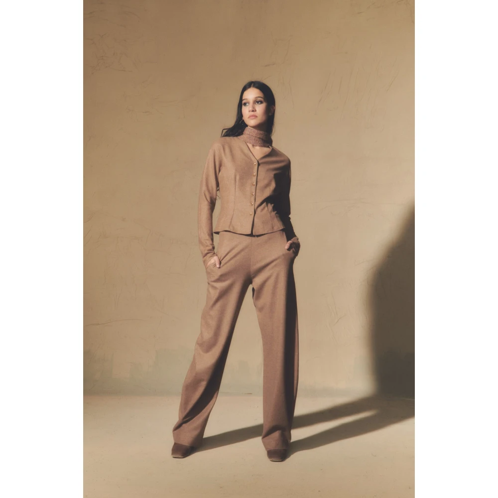 Cortana Lanna broek van zuivere wol en kasjmier cappuccino Beige Dames
