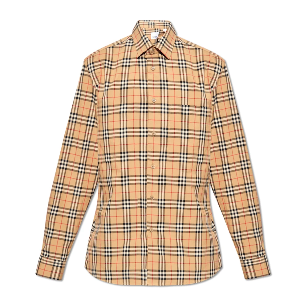 Burberry Men's Beige Casual Shirts, Xl, Simson Checked Shirt
