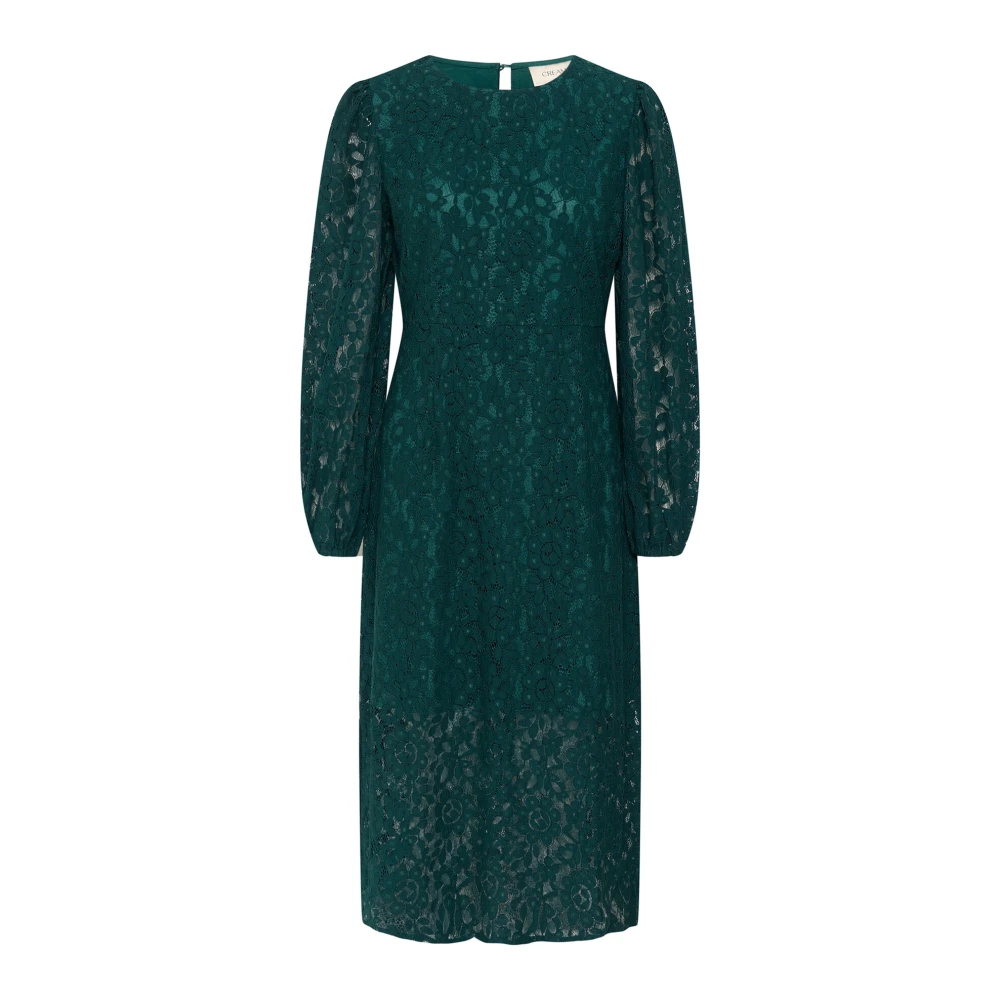 Cream Elegante Kant Jurk Sea Moss Green Dames
