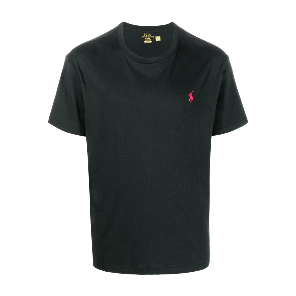 Ralph Lauren Geborduurd Custom Slim Fit T-Shirt van Katoen Black Heren