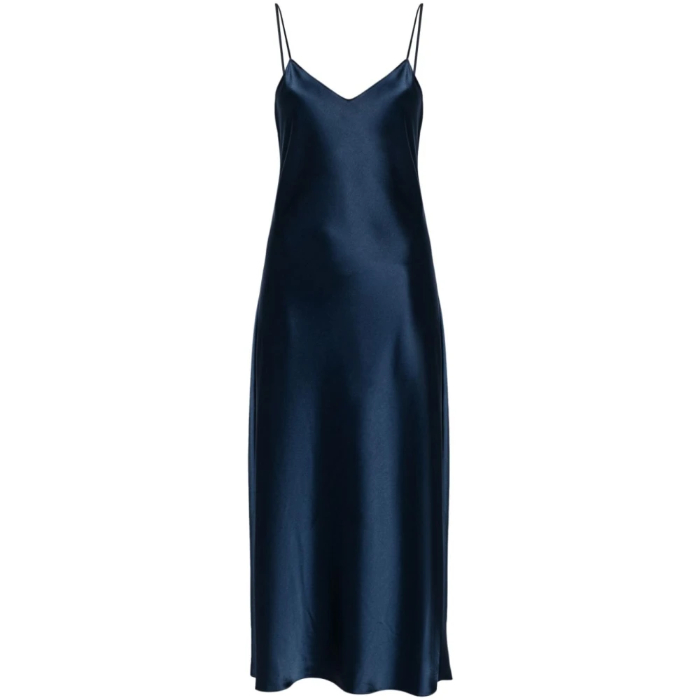 Ralph Lauren Satijnen Midi Jurk Blue Dames
