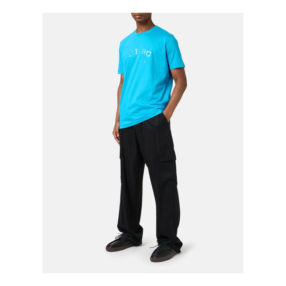 Iceberg Kobaltblauw katoenen jersey T-shirt met logo Blue Heren