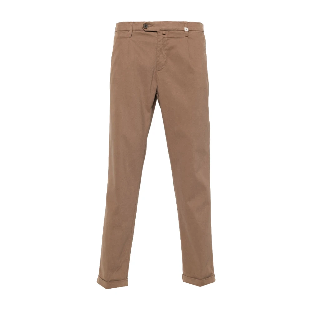 Myths Taupe Twill Broek met Rits Voorkant Brown Heren