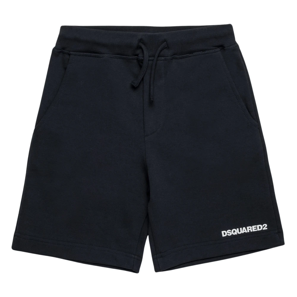 Dsquared2 Unisex Kids Black Kids Logo Shorts Size 16 Y