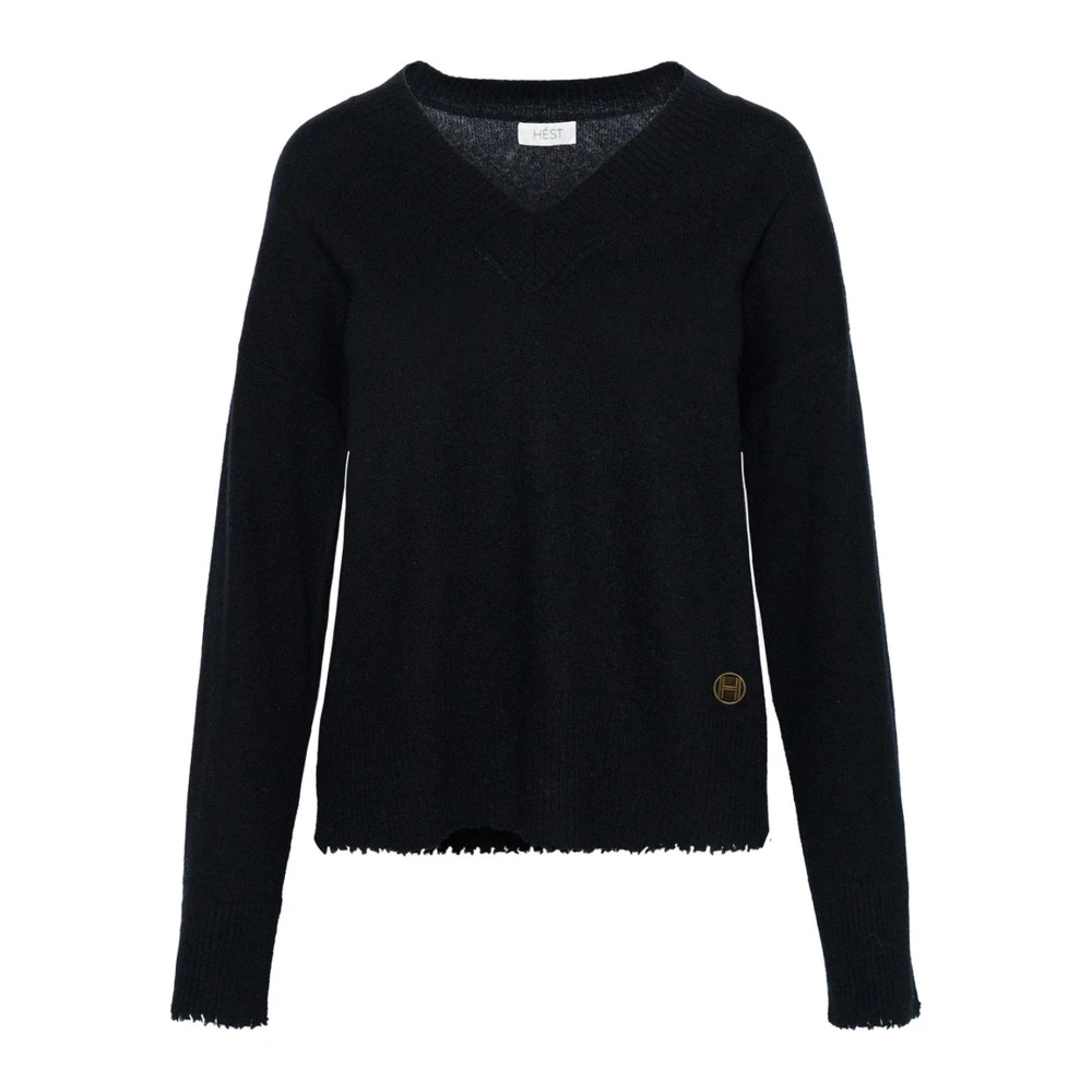Hést Women's Black V-Neck Knitwear, Xs, V-Neck Knitwear