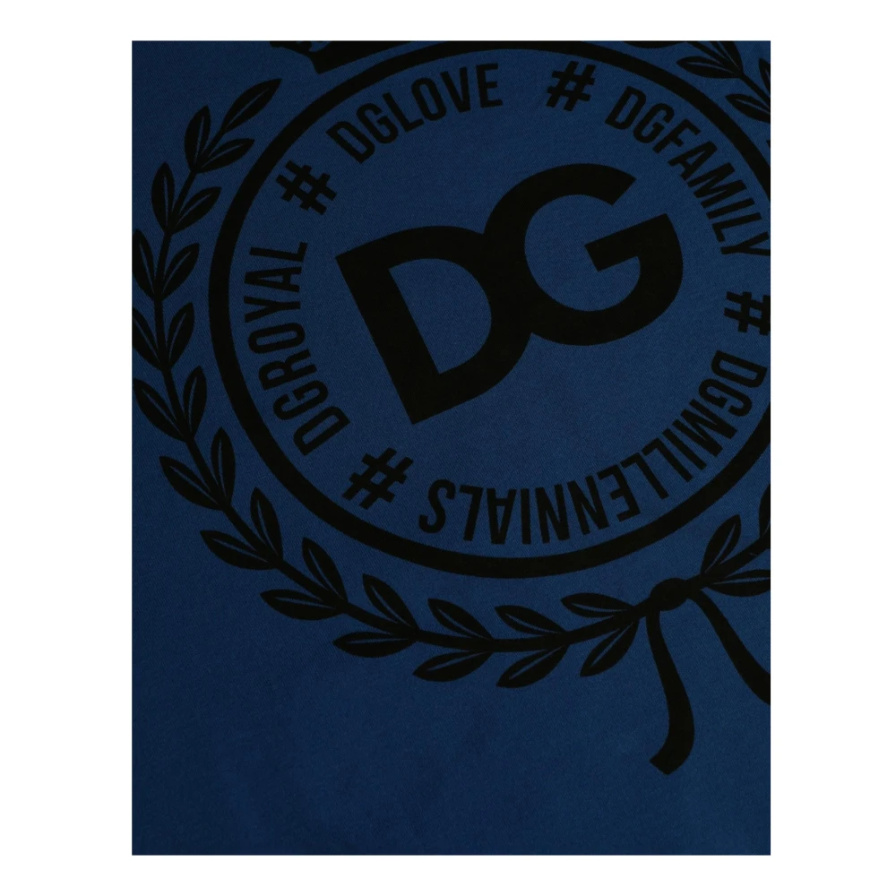 Dolce & Gabbana Blauw Katoen Logo Crew Neck T-Shirt Blue Heren