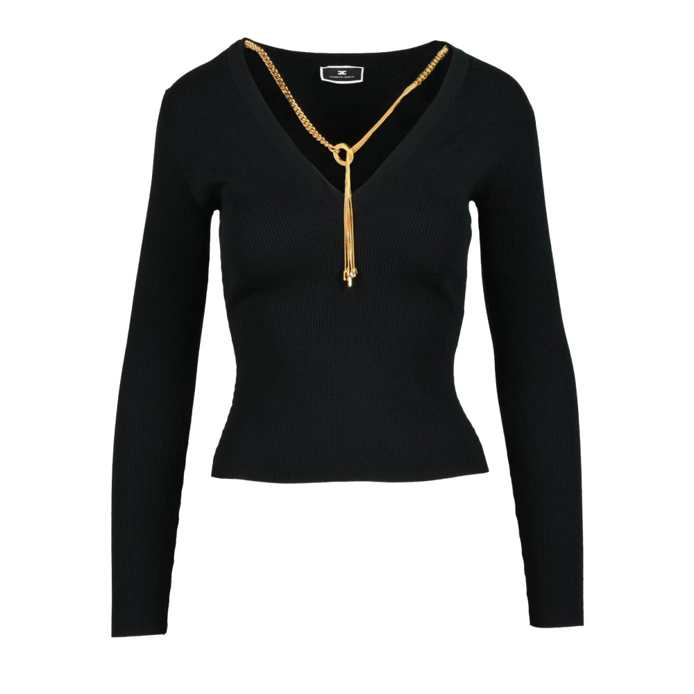 Elisabetta Franchi Elegante Gebreide Top met Viscosemix Black Dames