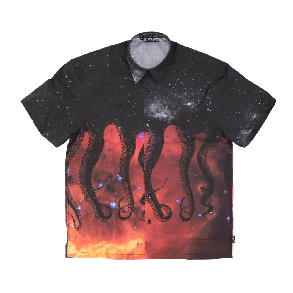 Octopus Zwarte korte mouw Galaxy shirt heren Multicolor Heren