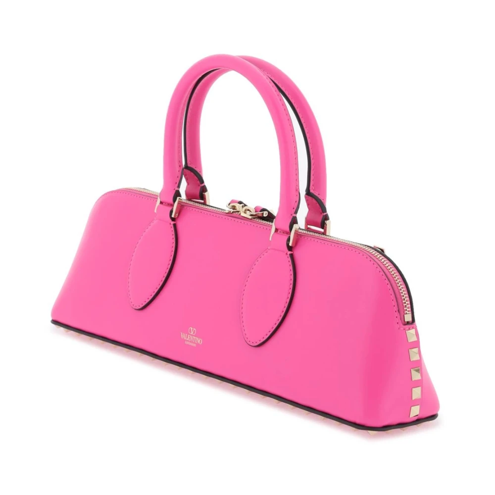 Valentino Garavani Luxe Zwarte Leren Crossbody Tas Pink Dames