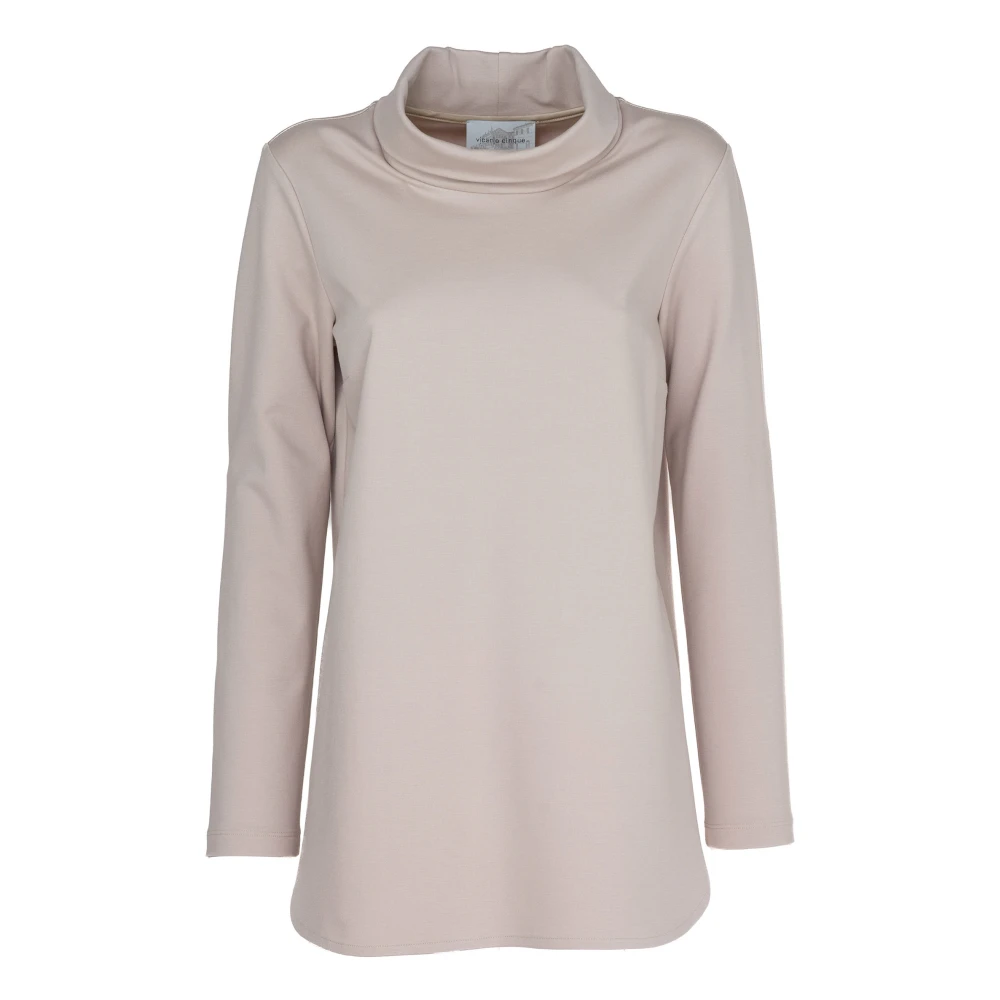 Vicario Cinque Milano Stitch T-shirt met Ring Halslijn Beige Dames