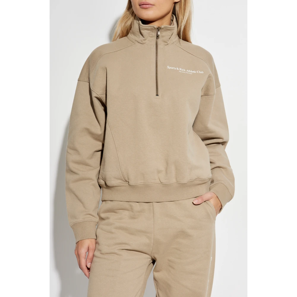 Sporty & Rich Sweatshirt uit de Athletic Club-collectie Brown Unisex