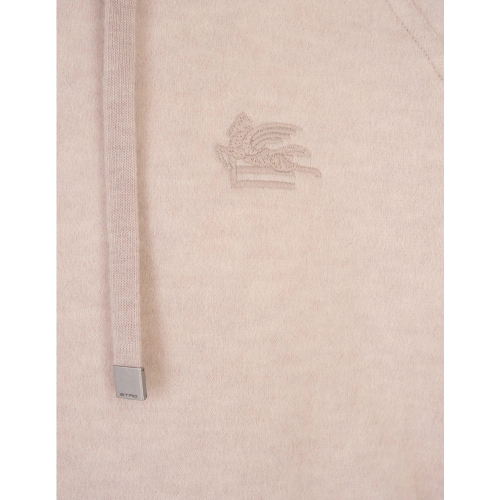 ETRO Bruine Wollen Hoodie met Pegasus Pink Heren
