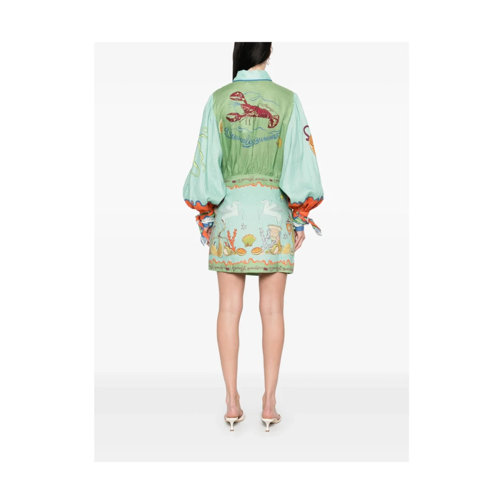Alemais Groene Jurk met Knoopsluiting en Ceintuur Multicolor Dames