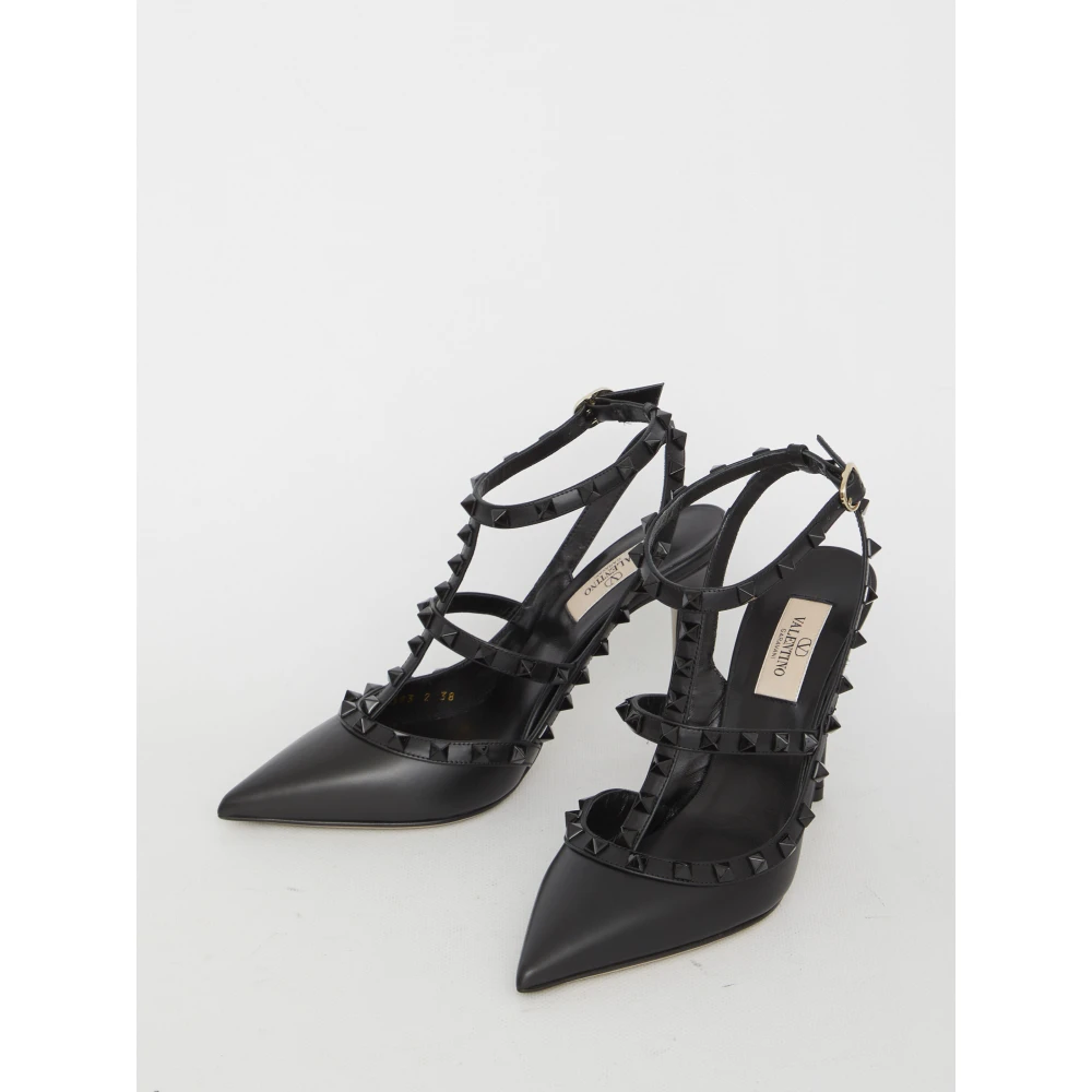 Valentino Garavani Zwarte Leren Rockstud Pumps Black Dames