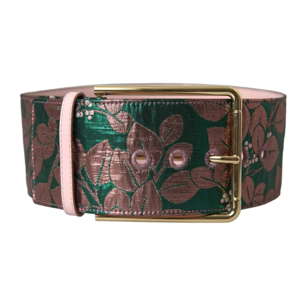 Dolce & Gabbana Women's Gold Floral Jacquard Buckle Belt