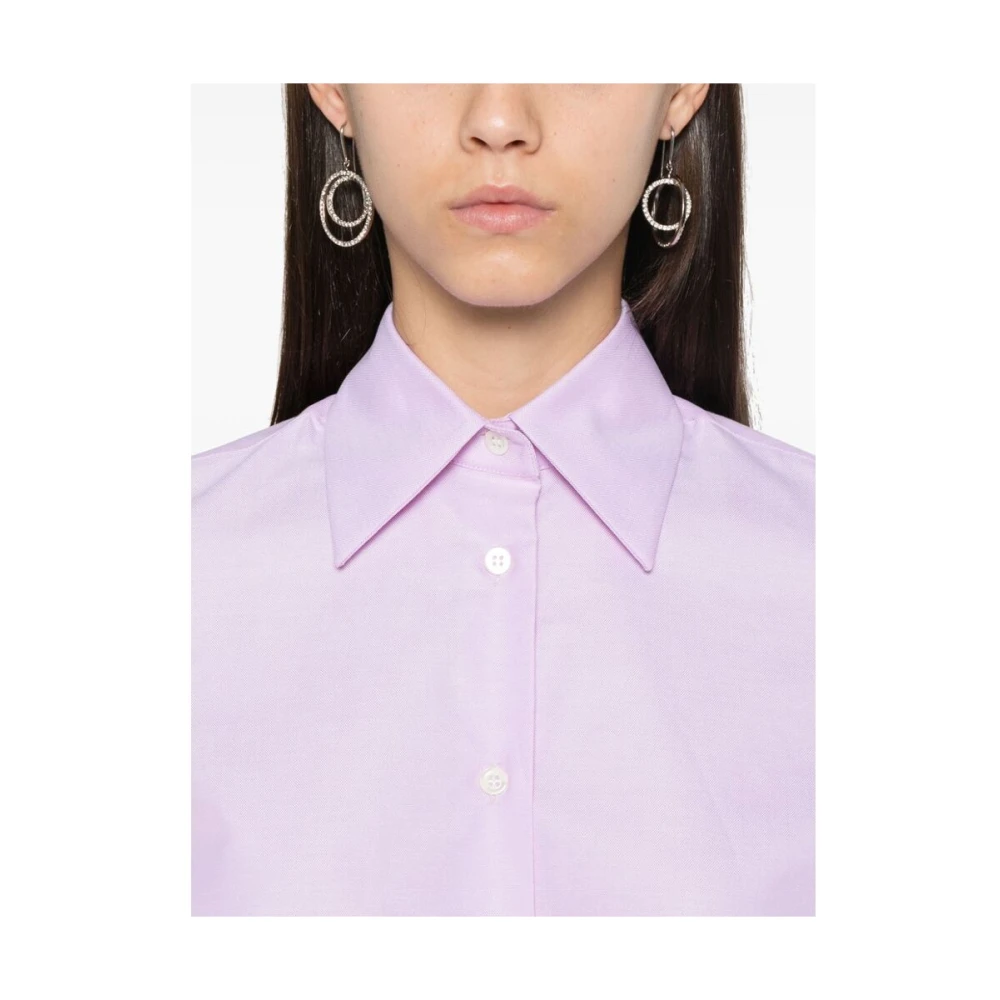 Mazzarelli Roze Katoenen Overhemd met Textuur Pink Dames