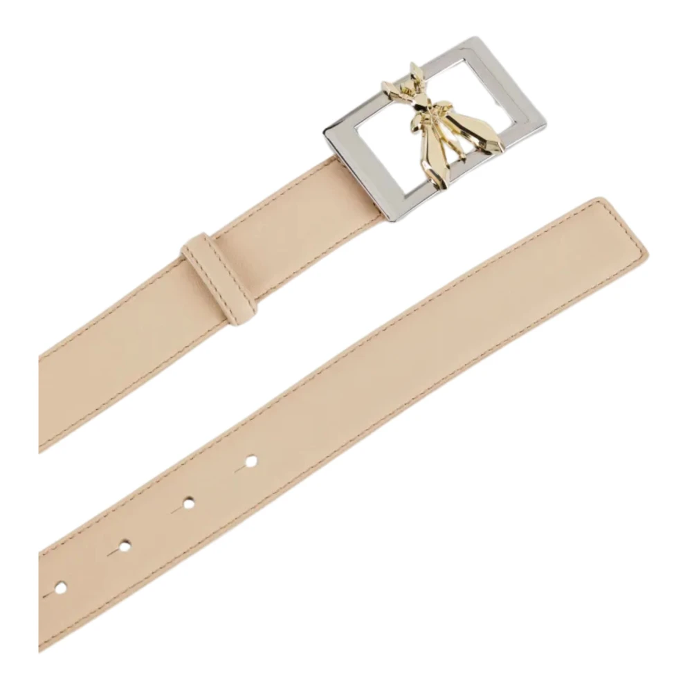 PATRIZIA PEPE Beige Leren Riem met Fly Stud Beige Dames