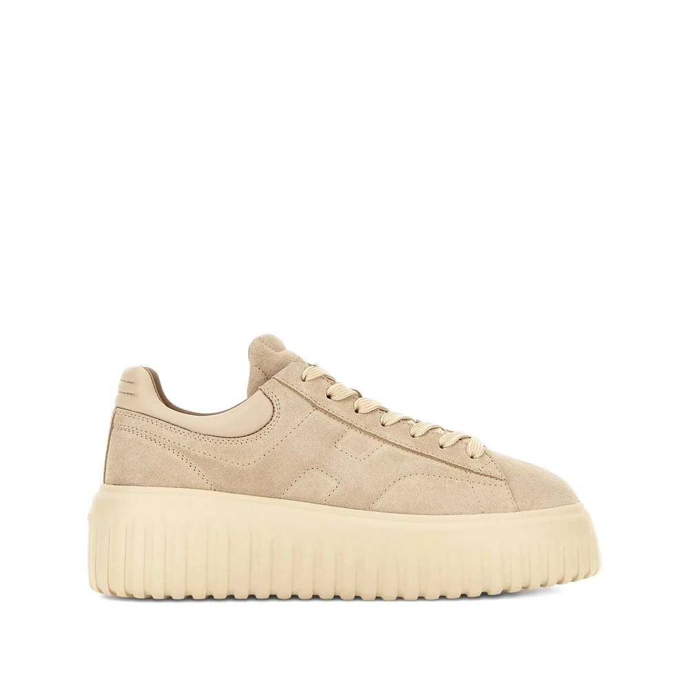 Hogan Women's Beige Lace-Up Sneakers With Logo