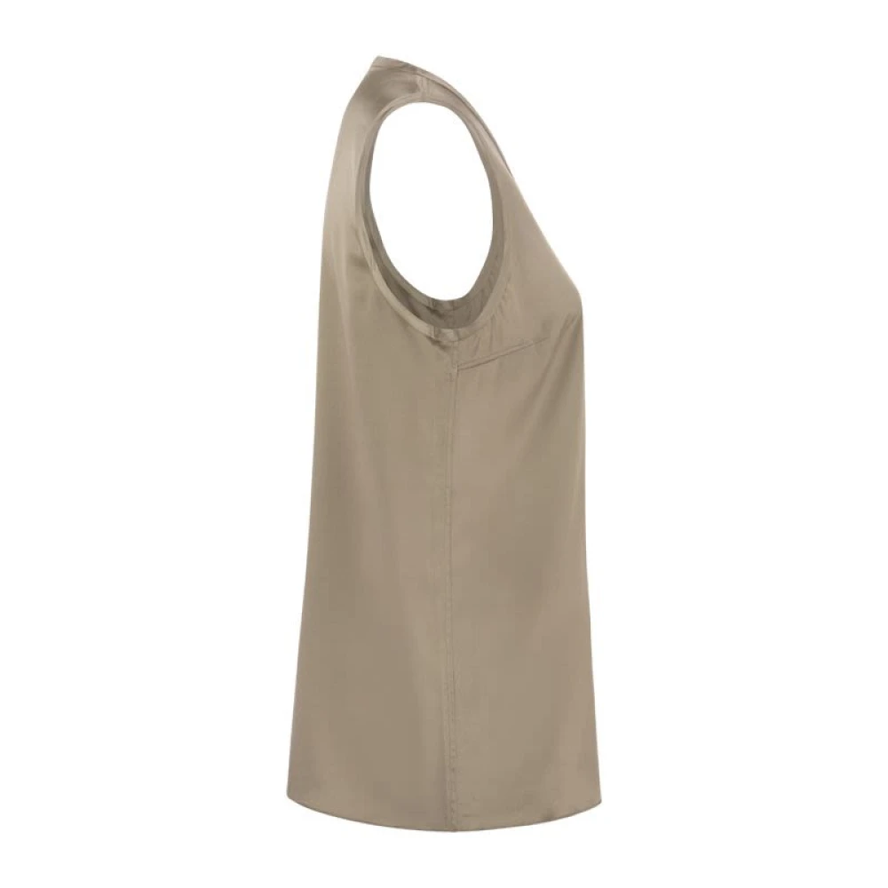 BRUNELLO CUCINELLI Zijden V-hals Mouwloze Top Beige Dames