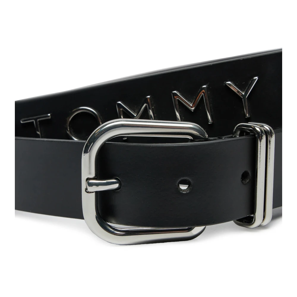Tommy Hilfiger Zwart Leren Riem met Gesp Strik Sluiting Black Dames