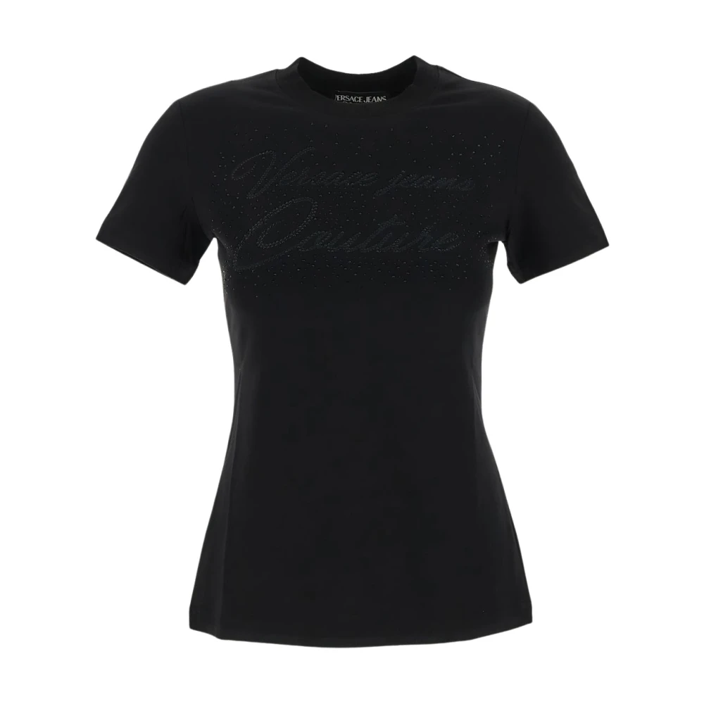 Versace Jeans Couture Logo Print Katoenen T-shirt Italië Gemaakt Black