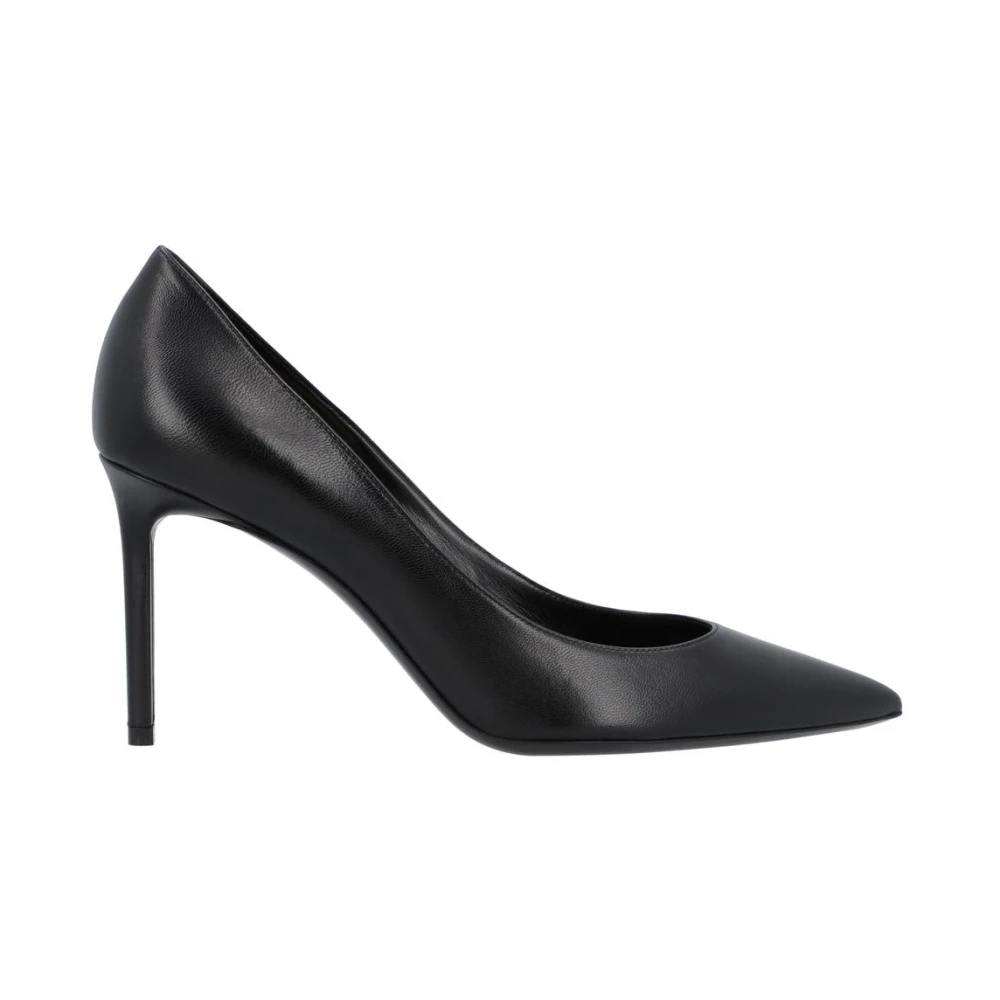 Saint Laurent Zwarte leren puntige neus hakken