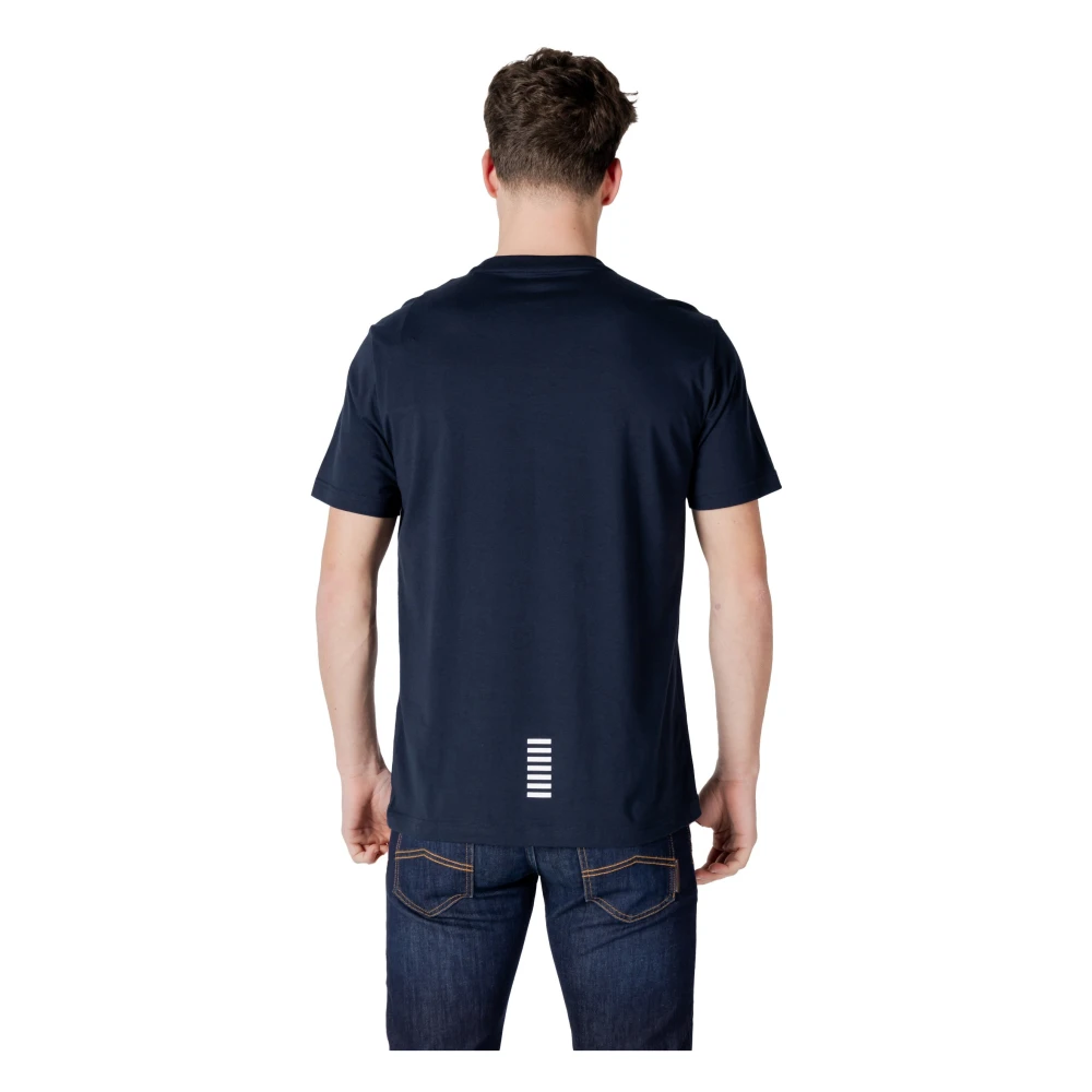 Emporio Armani EA7 Blauw Katoen Ronde Hals T-Shirt Blue Heren