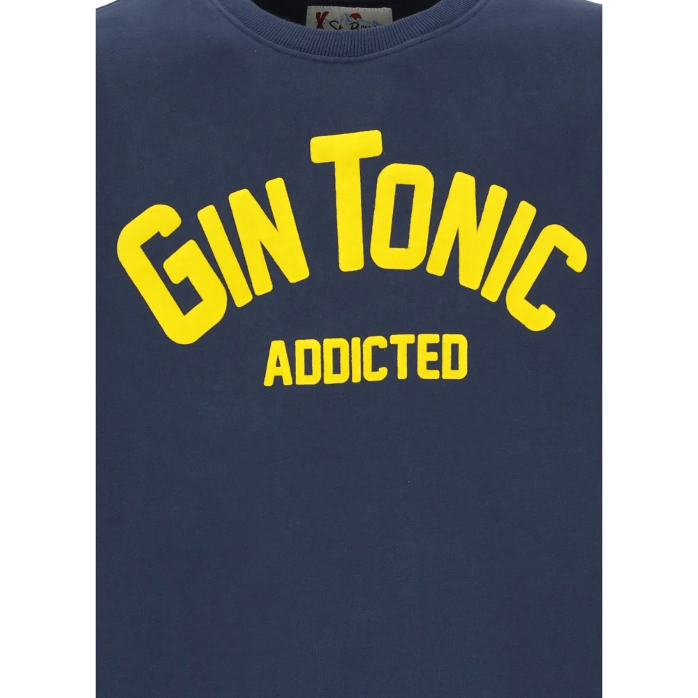 Saint Barth Blauwe Katoenen Trui met Gin Tonic Print Blue Heren