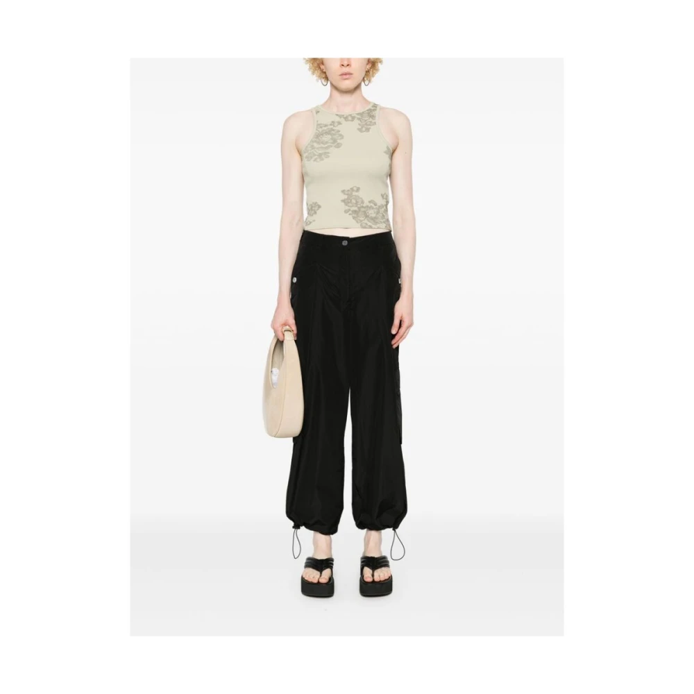 Stine Goya Zwarte Cargo Broek met Trekkoordzoom Black Dames