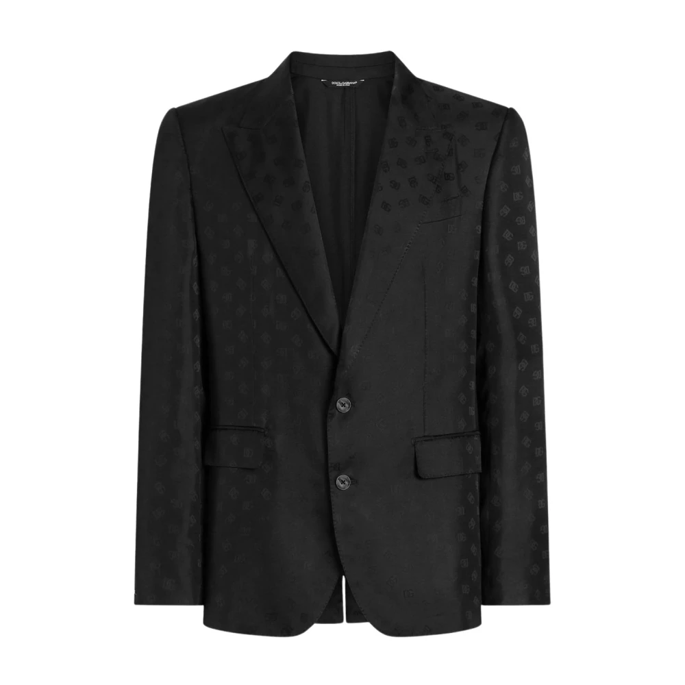 Dolce & Gabbana Mannelijk Zwart Kostuums Heren, 3XL, Sicilia Light Single-Breasted Silk Twill Jacket