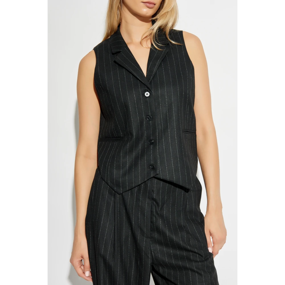 Munthe Vest met gestreept patroon Black Dames