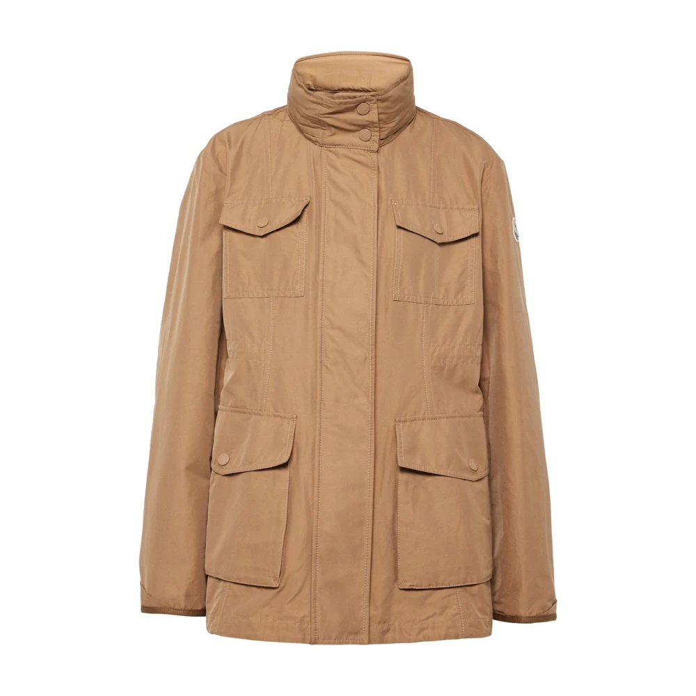 Moncler Snap Button Blend Jas met Zakken Brown Dames